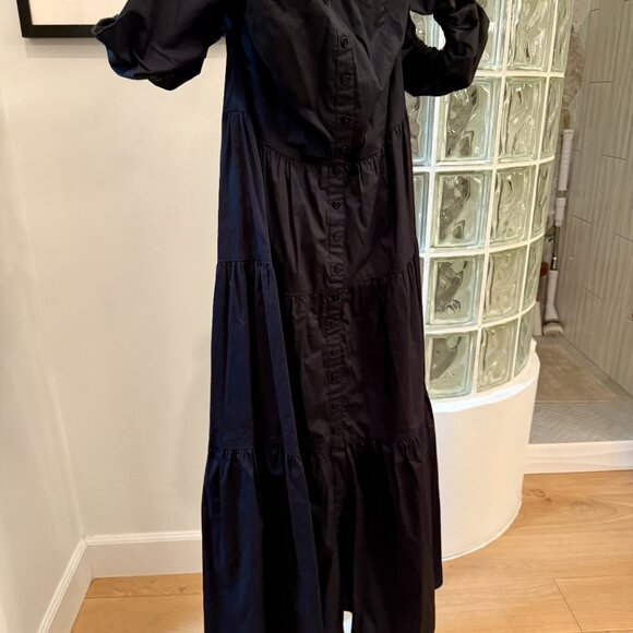 Staud Elio Puff-Sleeve Prairie Dress Black size 10 - Picture 4 of 5